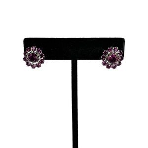 Swarovski Crystal Purple Flower Post Earrings